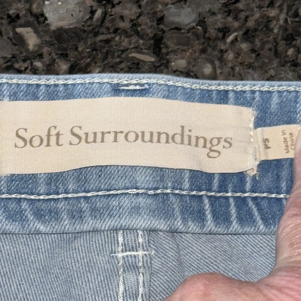 Soft Surroundings Light Wash Stretch Denim Bermuda Shorts
